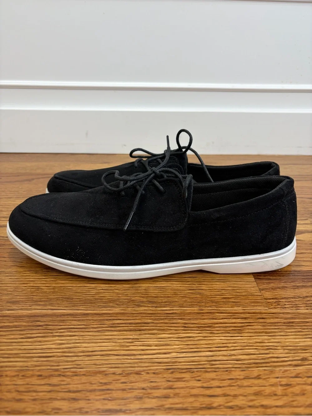 Men's Black Casual Lace-Up Boat Shoes (45)